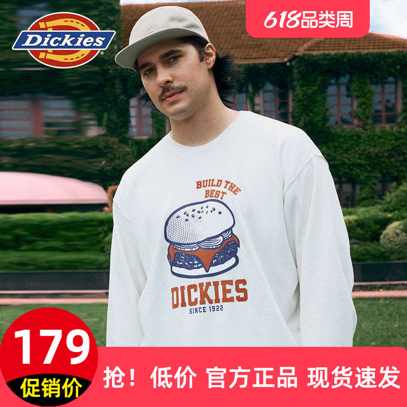 Dickies帝酷适25秋冬汉堡图案印花圆领宽松休闲毛圈卫衣男女情侣