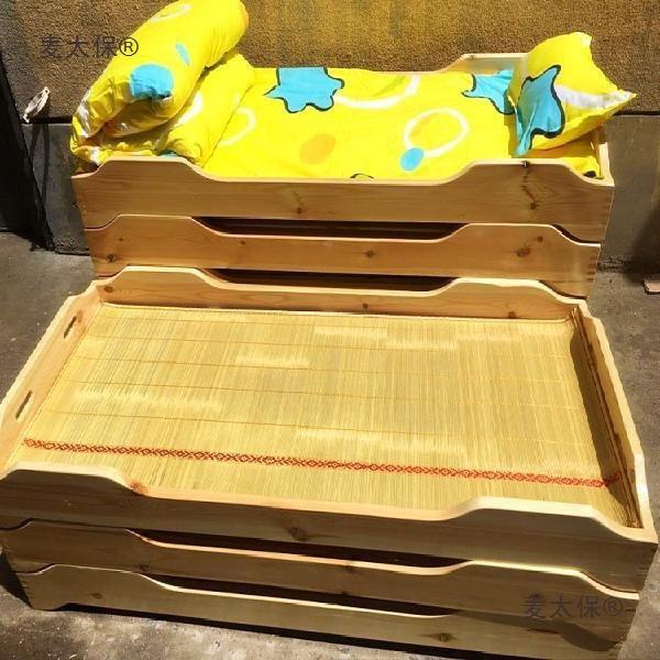 厂家直销设计午睡床木板床儿童幼儿园床重叠儿童床实木床可麦太保
