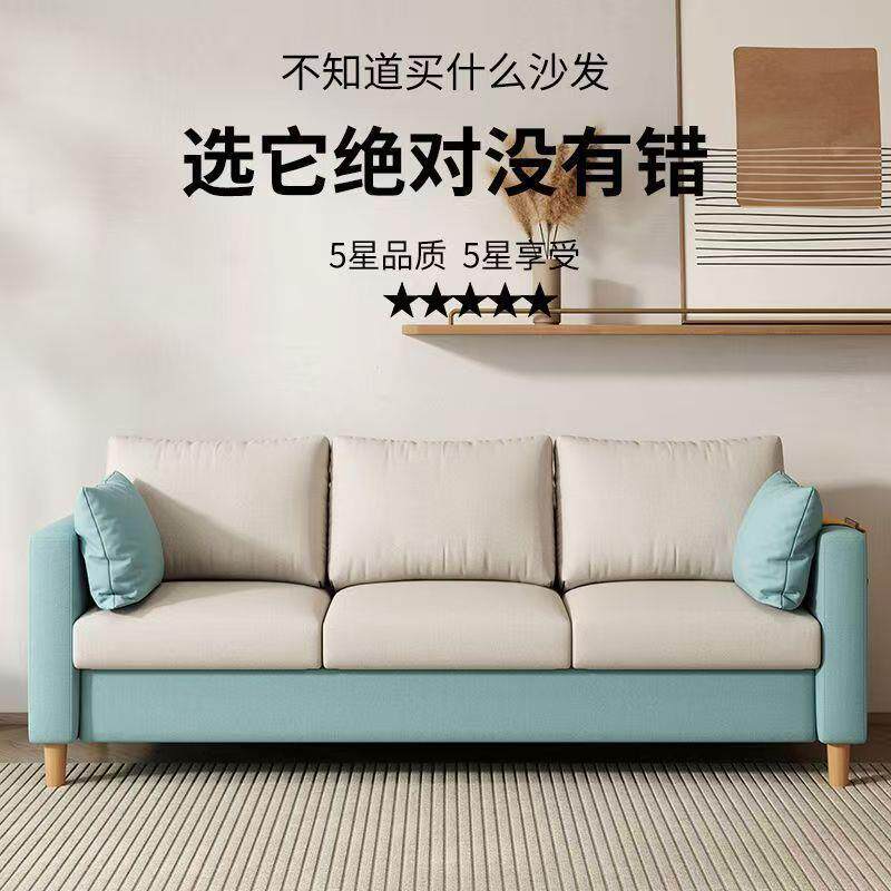 北欧布艺沙发小户型现代简约出租房三人位公寓服装店客厅小沙发