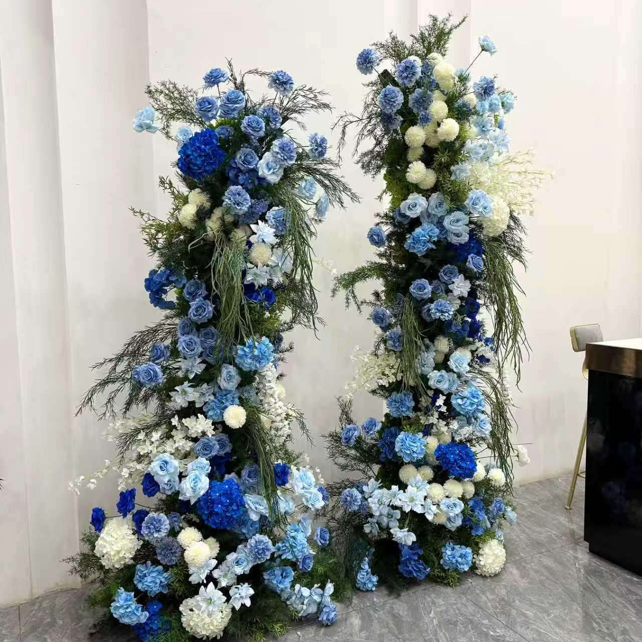 跨境仿真花拱门牛角花排婚庆场景布置装饰假花仿真花塔蛋糕塔路引