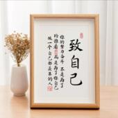 裱 相框自律书房桌面办公室木框画框空框装 爆款 励志摆件木框款
