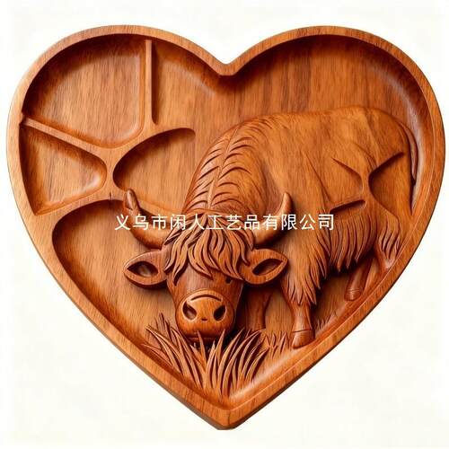 个性新潮Highland Cow Wooden Charcuterie Board高地牛熟食托盘