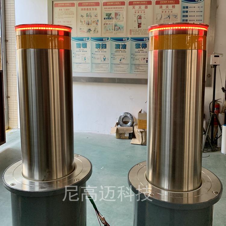 304不锈钢219圆柱全自动液压升降柱 学校广场带LED警示灯伸缩路桩