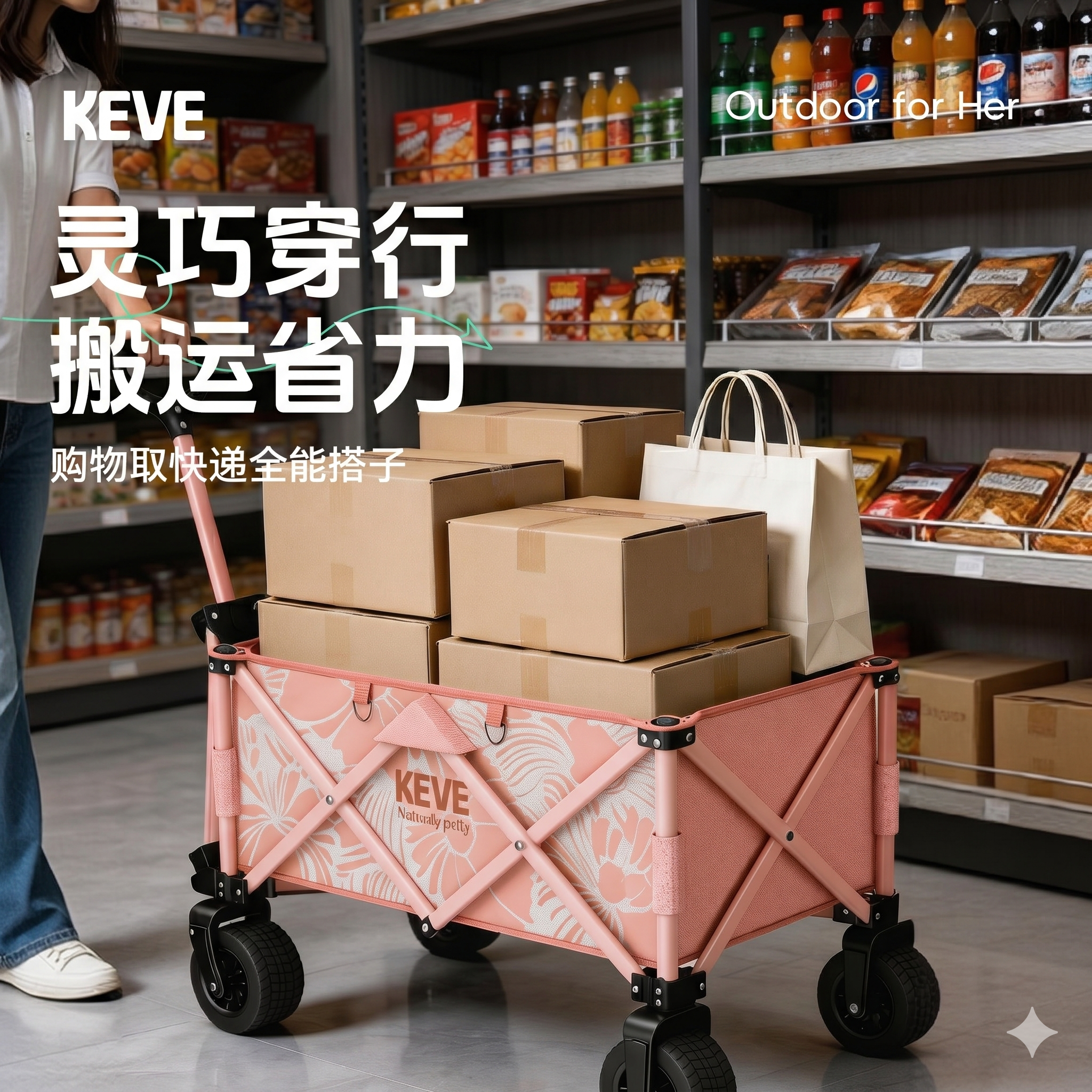 森语折叠露营车野餐车带轮摆摊