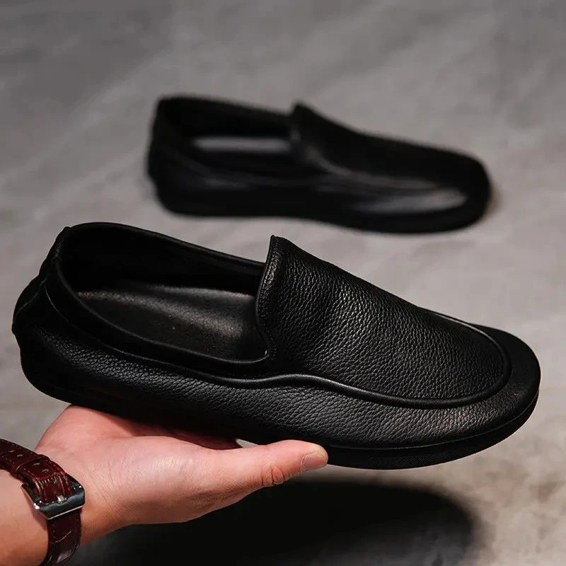 【下单立减50】新款软皮鞋应季休闲正装皮鞋透气商务男软底一脚蹬