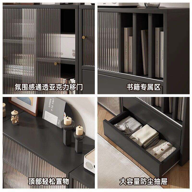 带门防尘书柜客厅落地复古展示柜自由组合卧室玄关柜书架柜子
