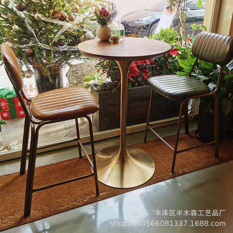 美式创意复古KTV酒吧椅工业风咖啡店高吧台椅子铁艺靠背休闲吧椅