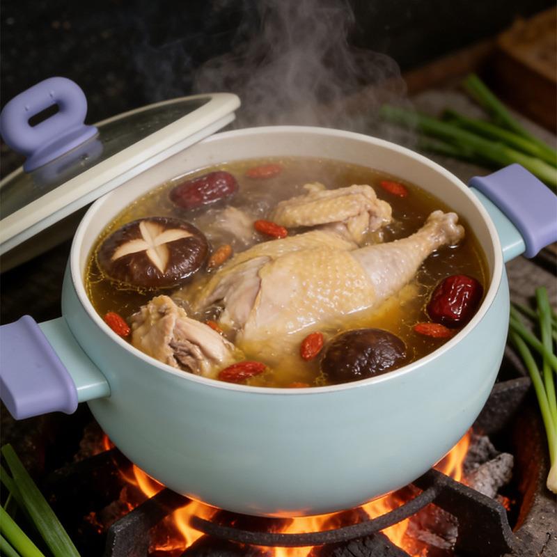高颜值蓝豆宝系列汤锅家用辅食汤锅煲汤双耳奶锅多功能锅炉灶通用