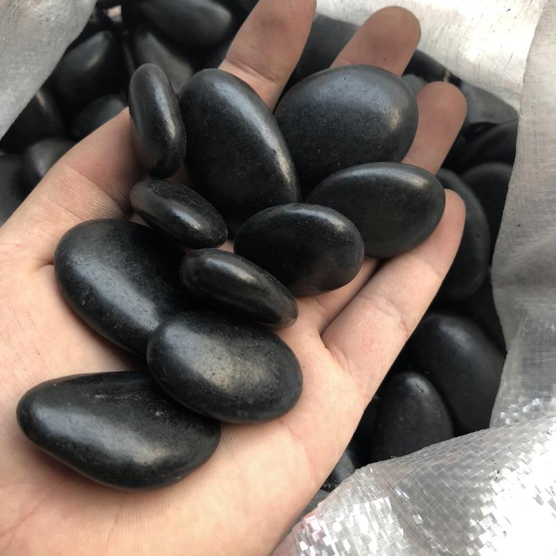 天然小黑石雨花石鹅卵石花盆栽鱼缸黑色石子园艺铺地装饰园林石头