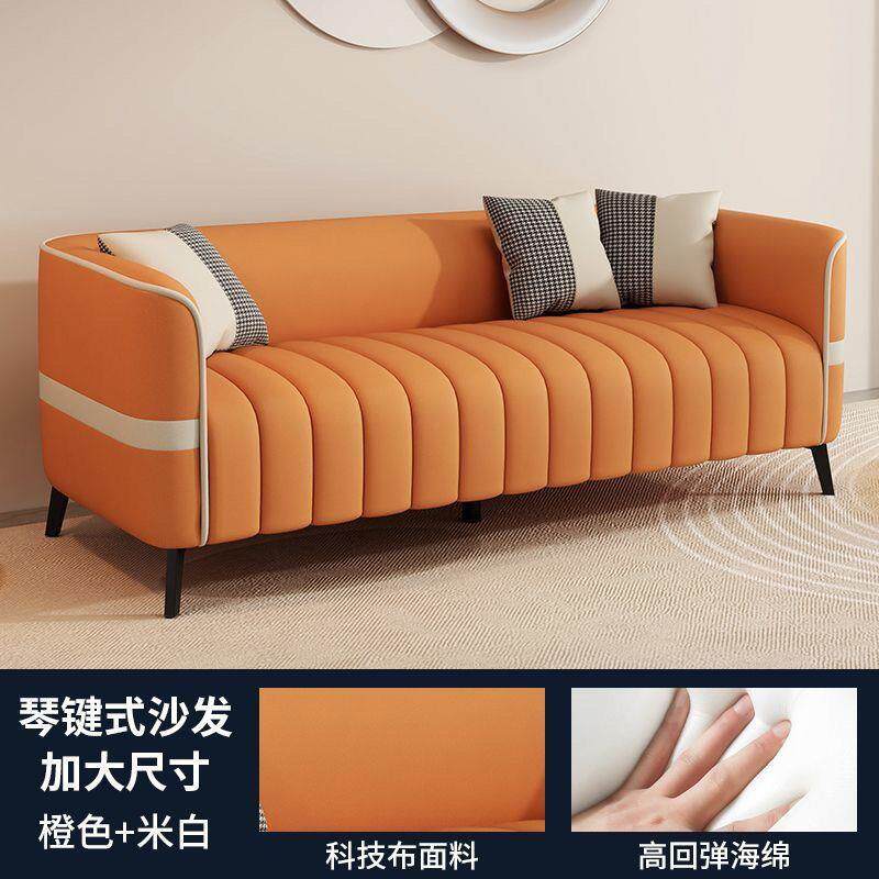 送抱枕现代简约轻奢小户型双人三人客厅出租房免洗耐磨布艺沙发木