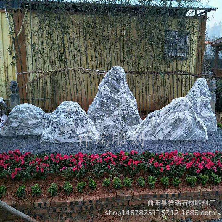 雪浪石摆件石雕园林庭院景观泰山石头刻字影壁墙装饰雕塑大理石