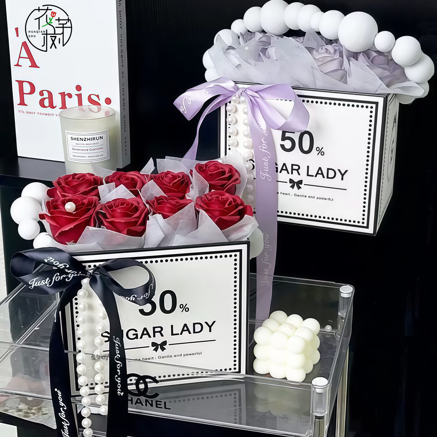 小众仿真永生香皂花手提袋送闺蜜女友生日礼物毕业成人礼盒花束