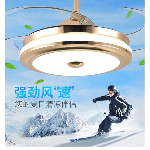 led风扇灯隐形42寸风扇灯卧室灯吊扇灯吸顶隐形吊扇灯LED光