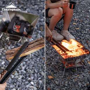BKMS-41加厚不锈钢隔热实木手柄柴火木炭夹子多功能烧烤配件碳夹