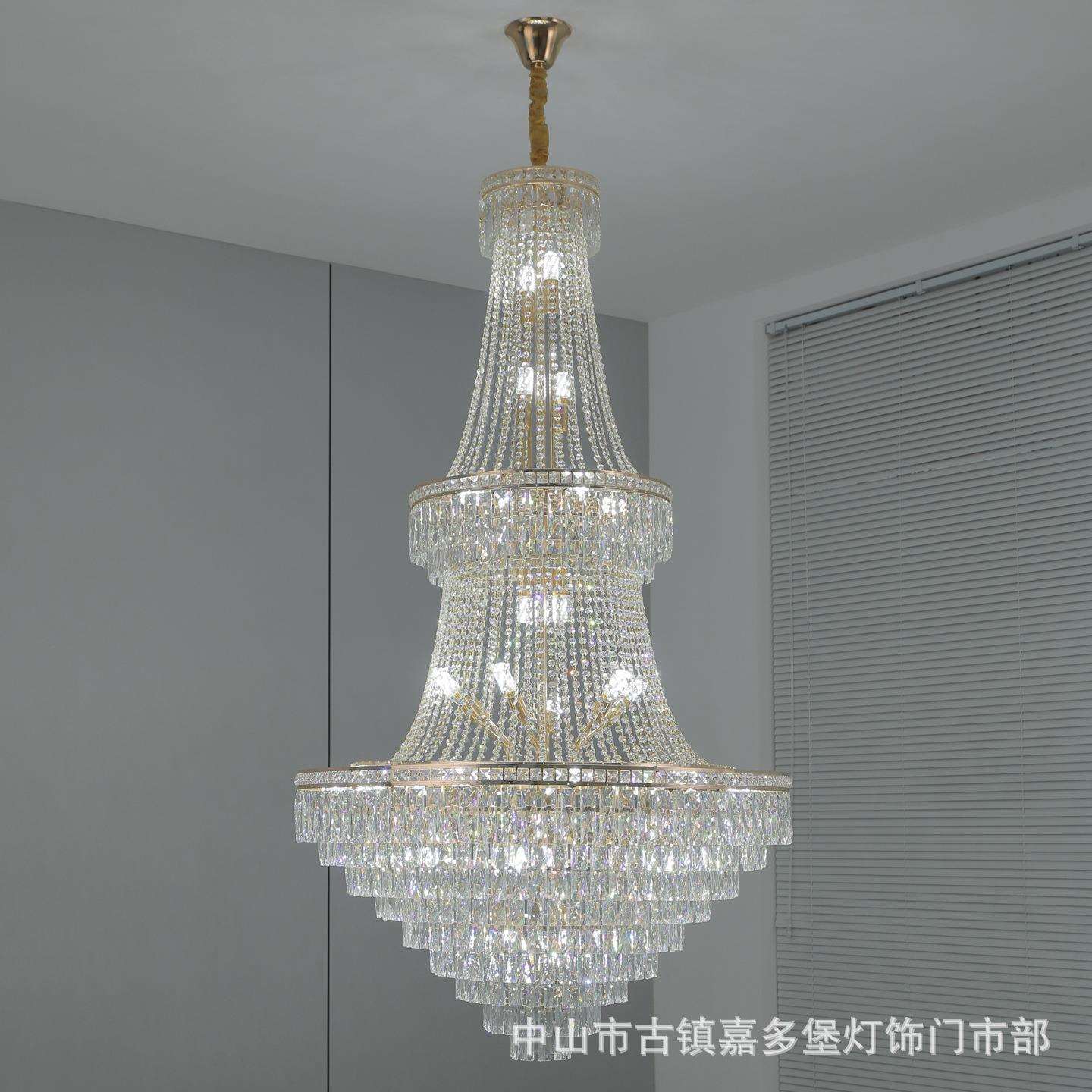 轻奢水晶吊灯现代简约大气主灯别墅客厅复式楼空中装修家用大吊灯