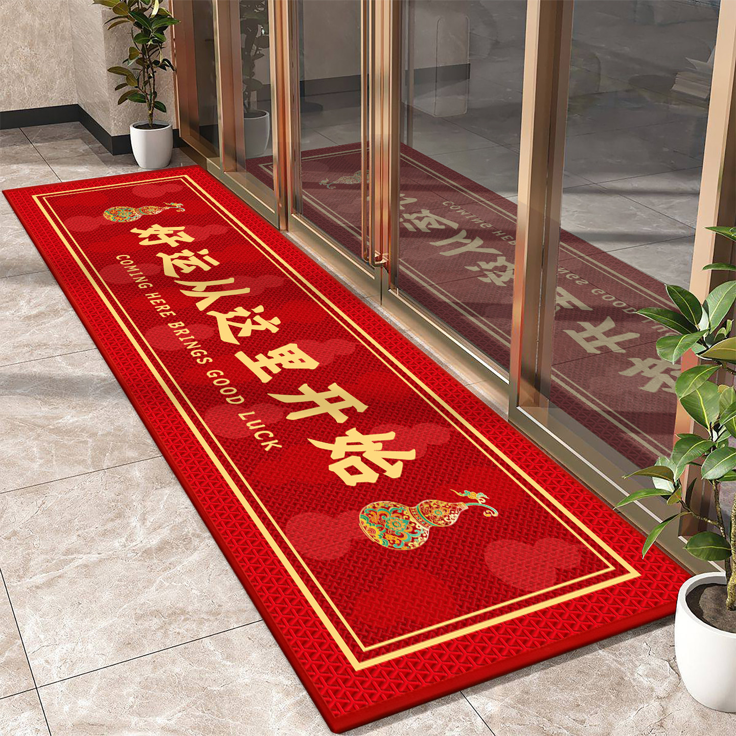 饭店门口地垫商用耐脏地毯酒店进门蹭脚垫红色长条门垫店铺防滑垫