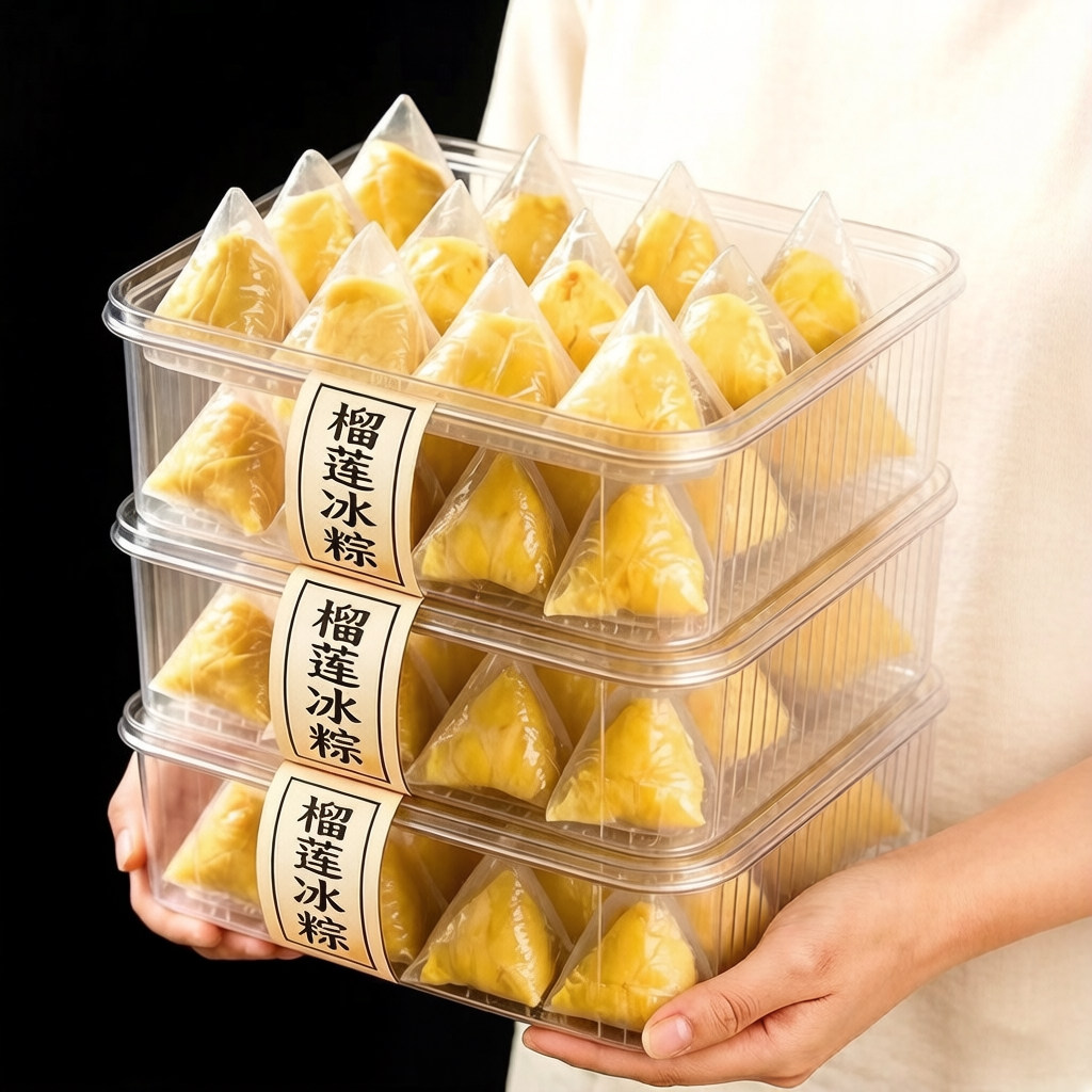 榴莲冰粽水晶粽子端午节送礼品冰皮榴莲粽免煮即食糕点独立包装