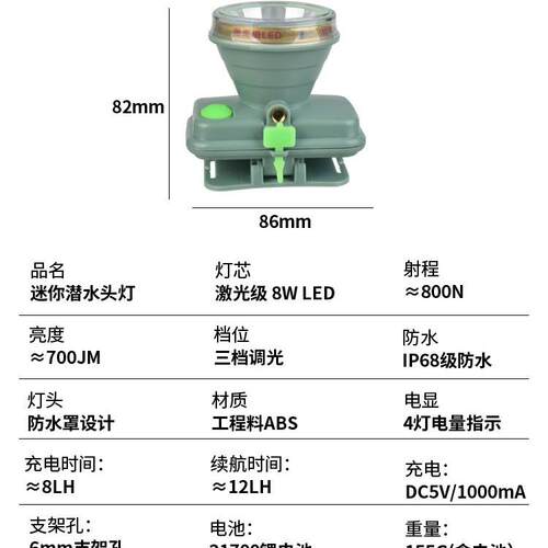 小太阳H196H197潜水头灯水陆两用穿透力强12LH持久续航夜钓巡逻