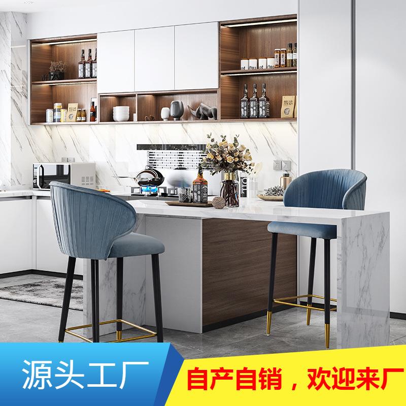 美式轻奢铁艺家用吧椅高脚凳吧台凳靠背椅公司前台接待椅网红吧椅