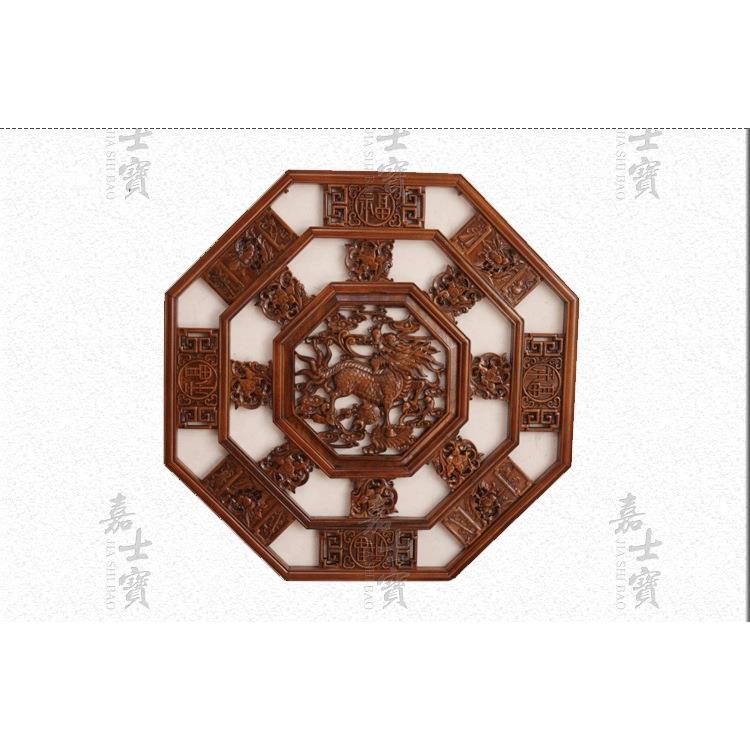 新品嘉士宝现代东阳透雕中式装饰香樟木仿古古典壁挂麒麟木雕挂件