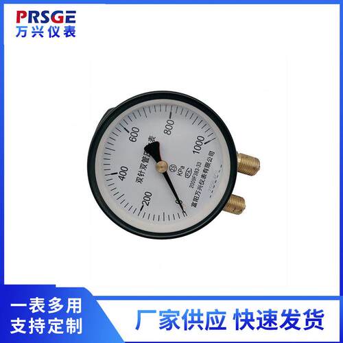 YZS-102双针双管压力表铁路船用表1000/1200/1600KPA