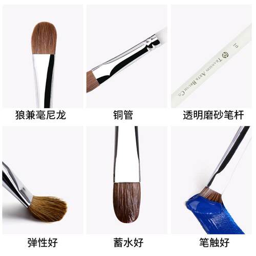 TRANSON/中盛 122透明磨砂杆狼毫水粉笔水粉套装笔油画笔美术成人