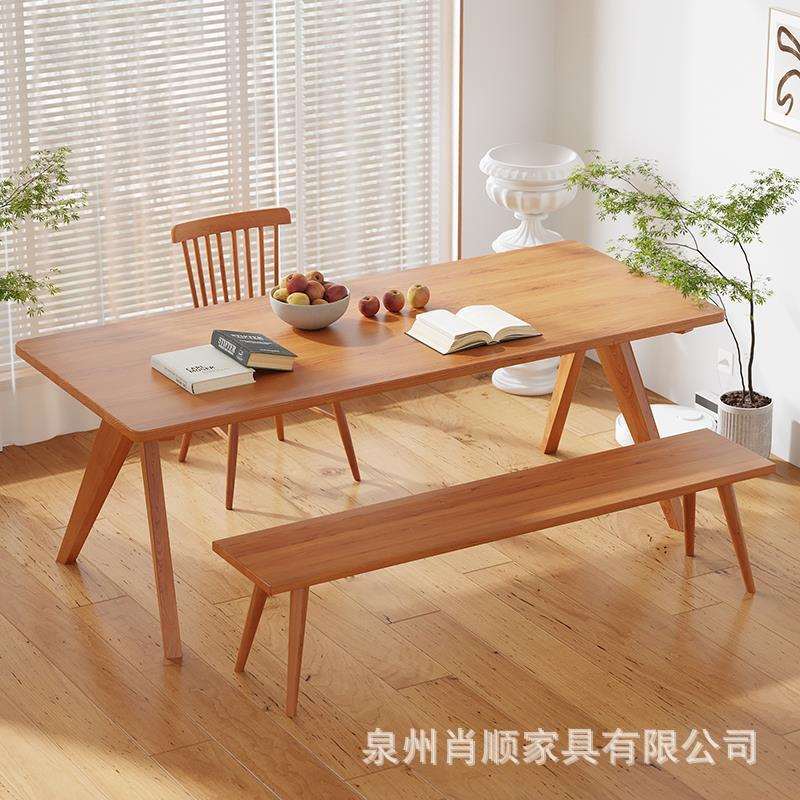 实木餐桌椅组合日式樱桃木餐桌松木工作台鲸鱼餐桌小户型吃饭桌子