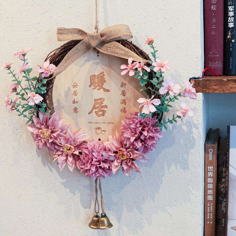 家居花环温馨门饰挂牌装饰客厅软装仿真花墙面挂件店铺创意吊饰