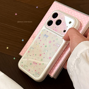 苹果鎏金星星蝴蝶结全包手机壳