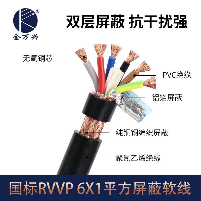 国标纯铜6*1.0平方双屏蔽线6芯音频通讯信号软电线电缆RVVP屏蔽线