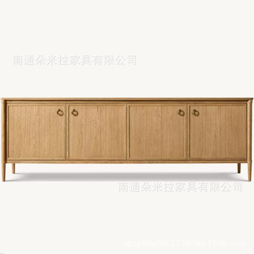 RH美式简约实木四门带抽屉边柜法式橡木客厅餐边柜酒柜茶水柜
