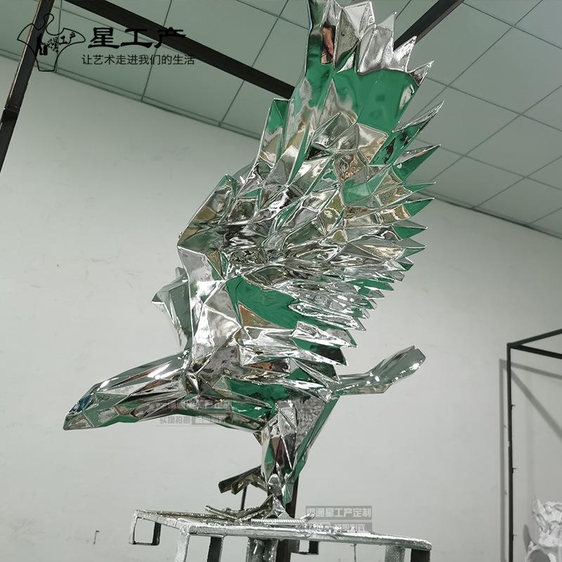 雄鹰展翅菱形动物玻璃钢室内酒店大堂售楼处大型树脂软装大鹏摆件