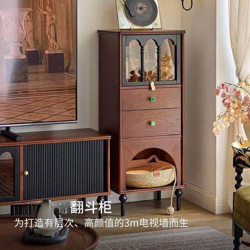 法式复古客厅电视边柜展示柜沙发立柜储物书柜新款斗柜