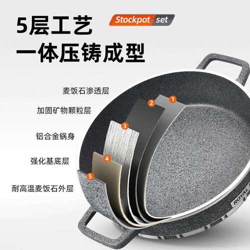 兰芽工厂外贸压铸汤锅组合套装锅不粘锅家用烹饪锅汤锅铝锅十件套