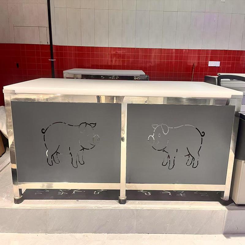 猪肉分割台案板塑胶砧板猪肉分割台操作台不锈钢剁肉展示柜展示架
