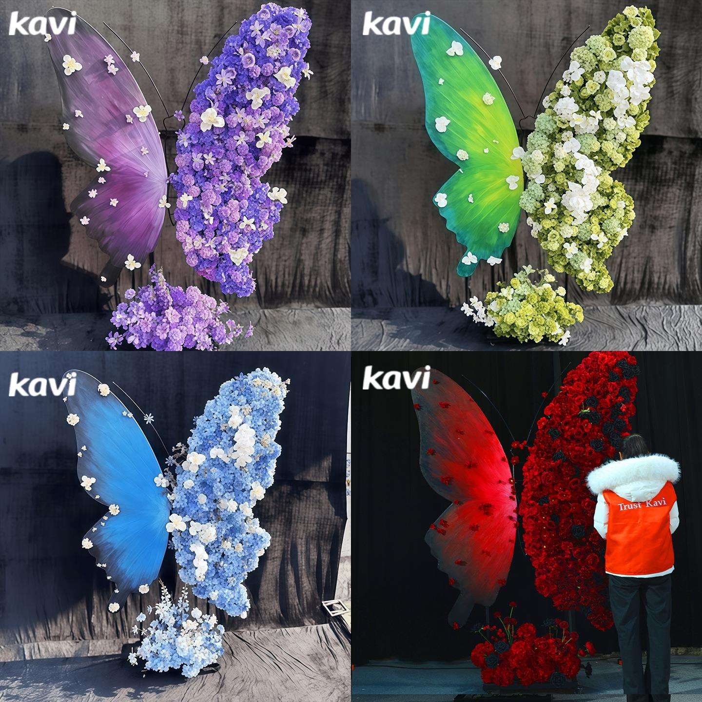 跨境巨型花艺蝴蝶仿真花美陈造景蝴蝶大型装饰立体婚庆道具场景