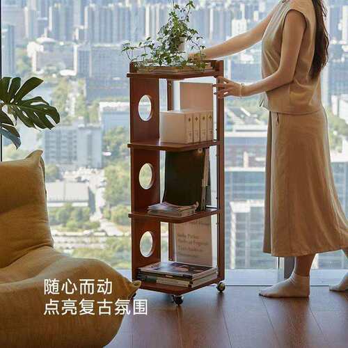 邮差来敲门/移动书架带轮小推车转角沙发置物架落地中古书架床头