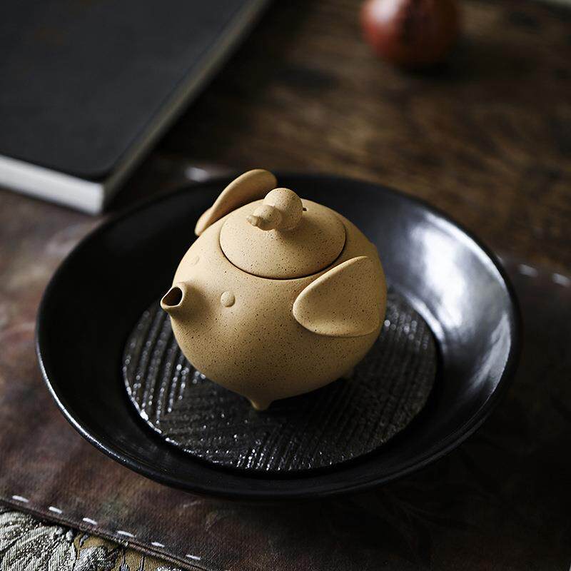 黄段泥福禄小飞猪茶壶创意家用不烫手泡茶器中式高档一人独饮茶具