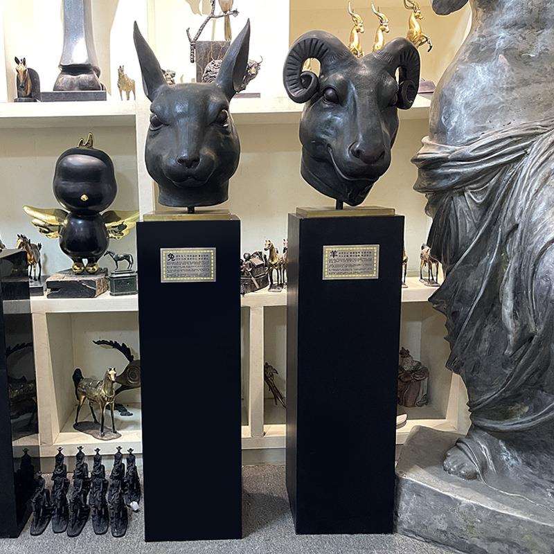 仿古铜雕塑摆件工艺品 十二生肖兽首铜摆件 园林户外不锈钢雕塑