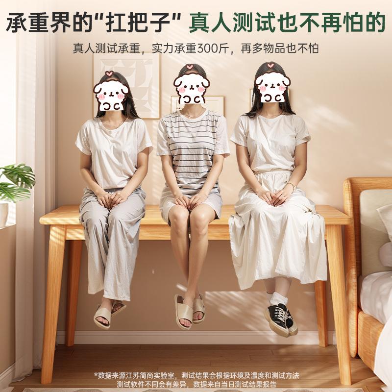 书桌书架一体桌女生卧室家用带抽屉电脑桌实木腿靠墙学生学习桌子