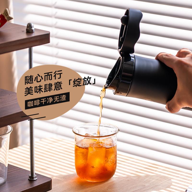 新款咖啡法压壶不锈钢迷你大肚保温杯户外便携办公室咖啡法压壶