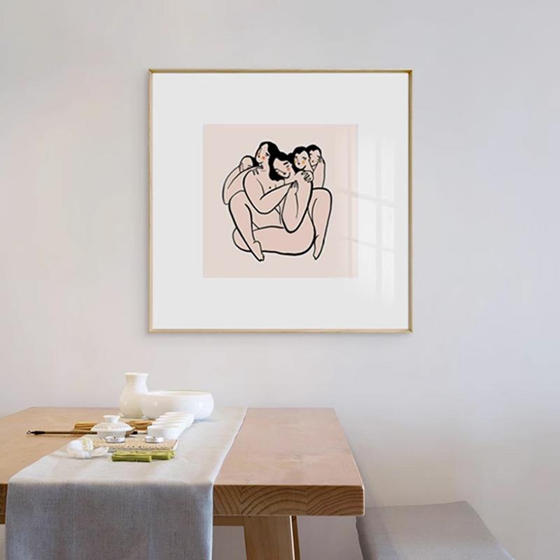 小众艺术简约人物挂画餐厅北欧轻奢装饰画客厅玄关走道壁画卡纸画