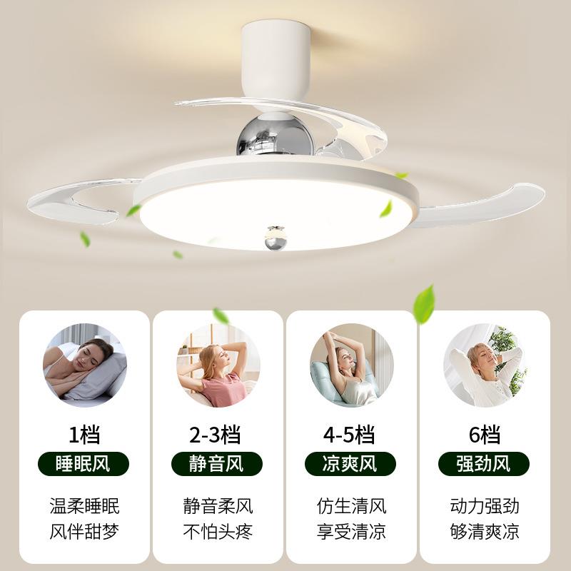 卧室吊灯隐形风扇灯一体现代简约风全光谱护眼圆形2025新款风扇灯