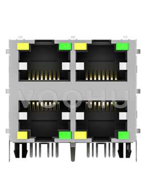 2x2四口带灯百兆集成RJ45 卧式rj45网口DIP SYT22B085AB1A4D06