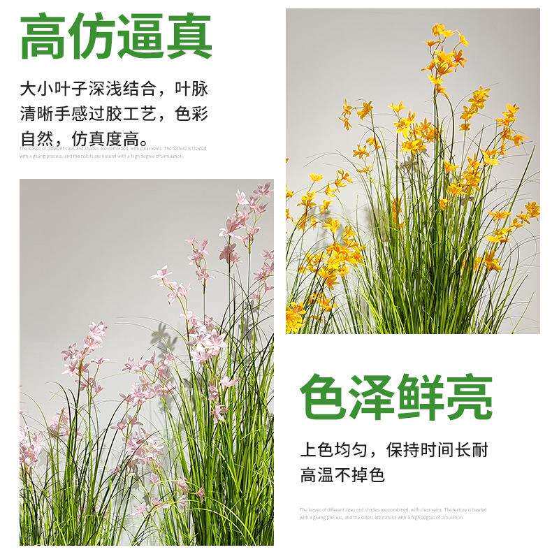 仿真文心兰盆栽洋葱草仿真花园林假盆栽塑料摆件摄影道具居装饰