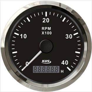 KUS仪表 转速表4000rpm 12/24V 柴油发动机用 白色/黑色