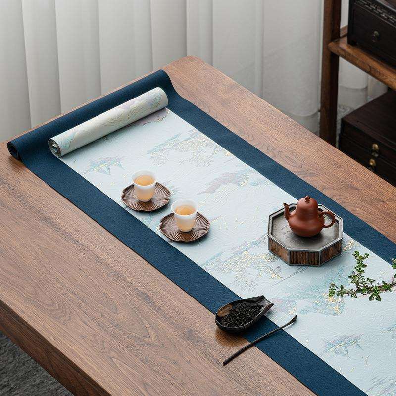 新款浮雕织金双面茶席桌垫中式禅意手工布艺茶桌垫茶席干泡茶台布