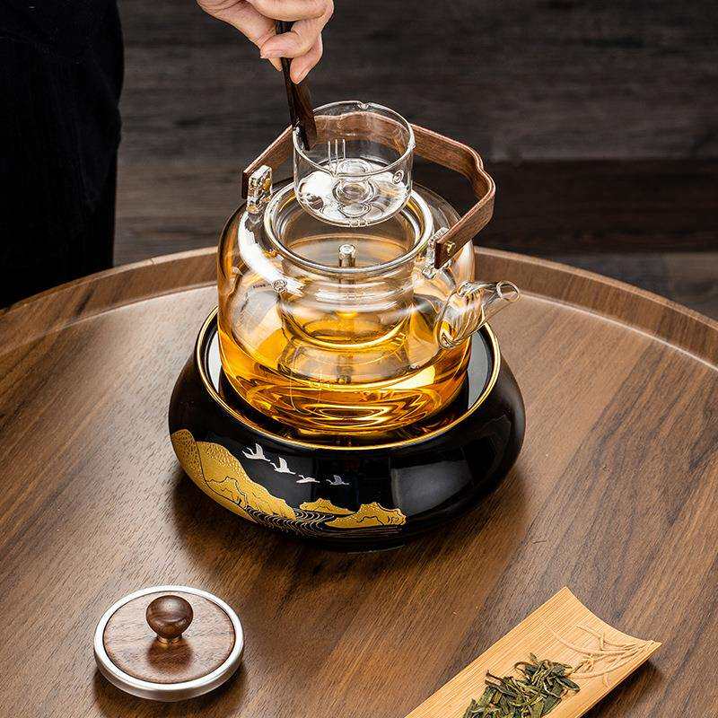 品德坊蒸煮一体耐热玻璃蒸茶壶提梁烧水壶煮茶器日式电陶炉家用壶