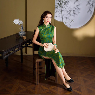 改良桑蚕丝复古时尚 新款 少女中国风香云纱 2026夏季 真丝旗袍长款