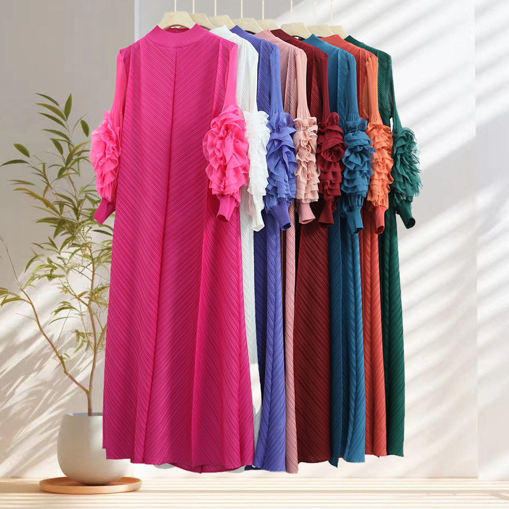 速卖通爆款三宅连衣裙长裙宽松大码高端女装气质优雅礼服裙子